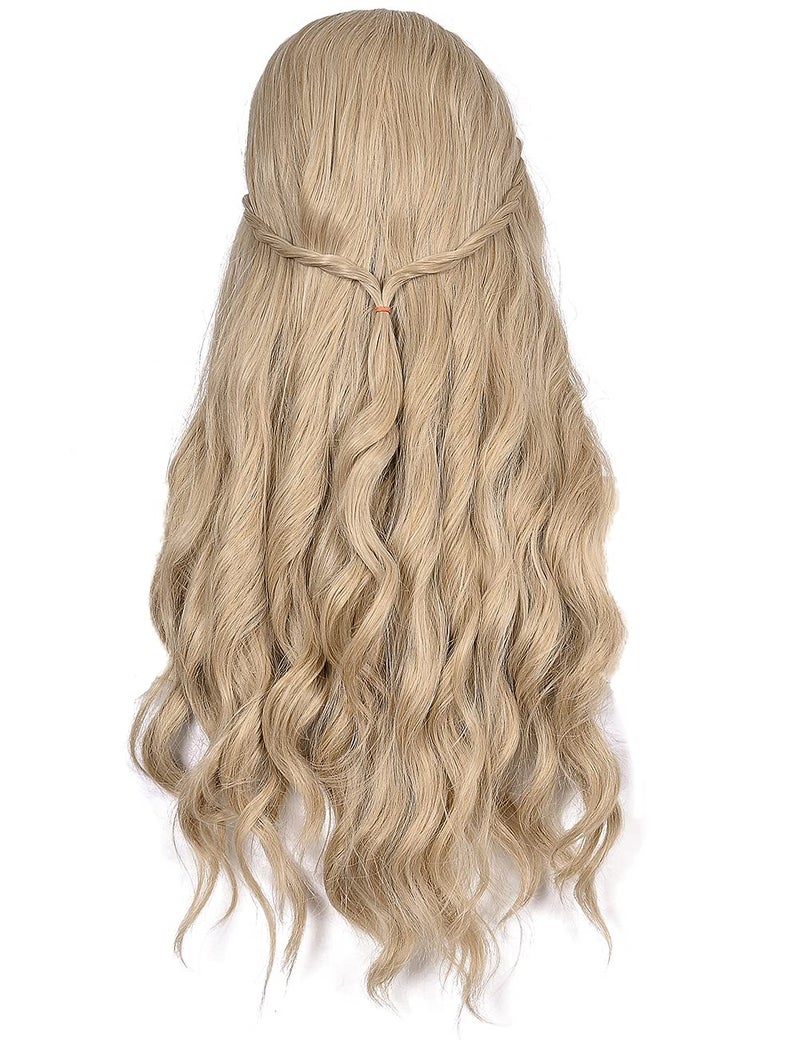 morvally Long Blonde Wavy Synthetic Hair Wigs for Women Halloween Cosplay Costume Wig - Image 1